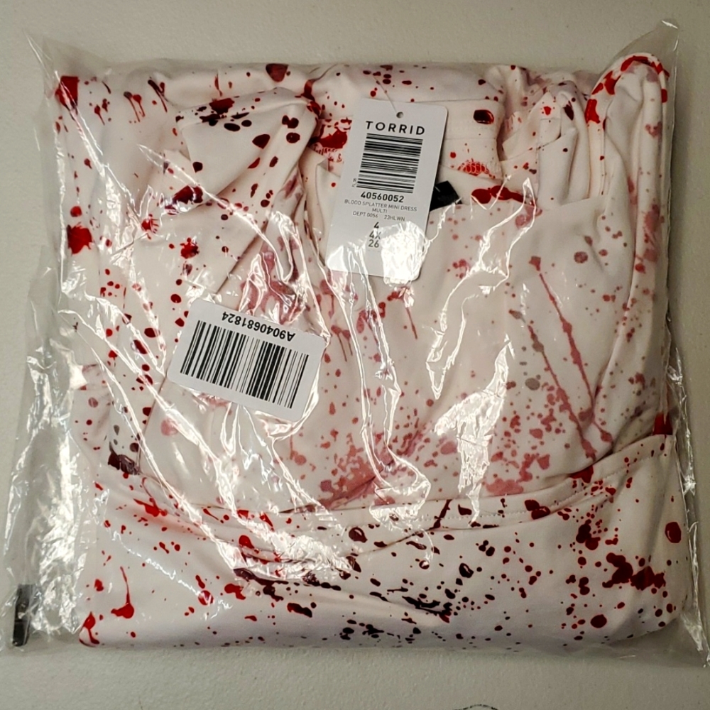 ❤️NWT TORRID BLOOD SPLATTER HALLOWEEN COSTUME SLASHER COSPLAY DRESS PLUS - Picture 6 of 12